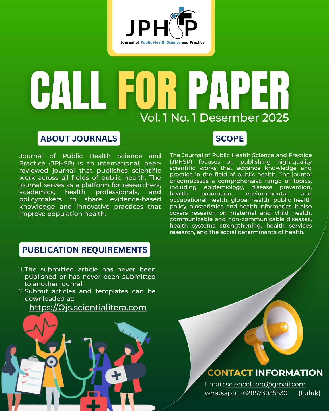 CALL FOR PAPER JOURNAL OF PUBLIC HEALTH SCIENCE AND PRACTICE
